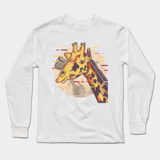 Giraffe Face Distressed Long Sleeve T-Shirt
